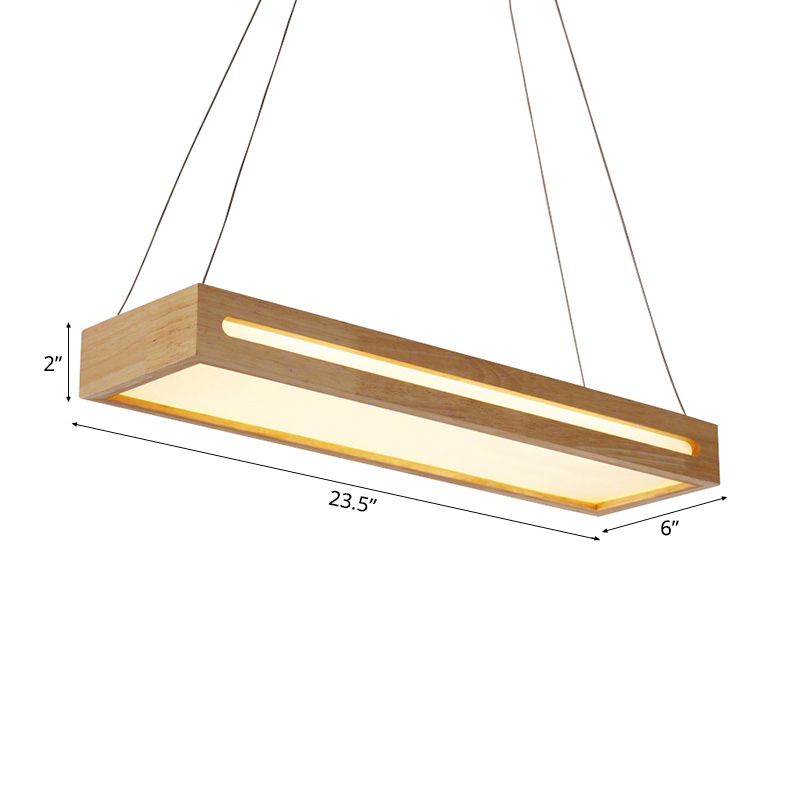 Luz de colgante LED LED de 23.5 "W de madera moderna de madera de 1 linda lámpara de techo beige con difusor en luz cálida/blanca/natural