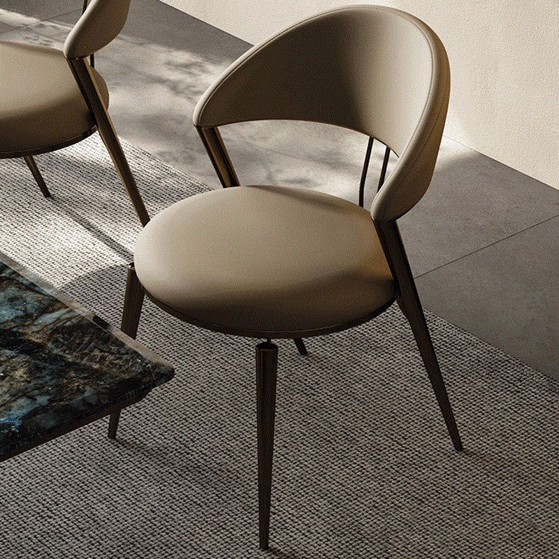 Glam Style Armless Dining Chairs Faux Leather Open Back Side Chair