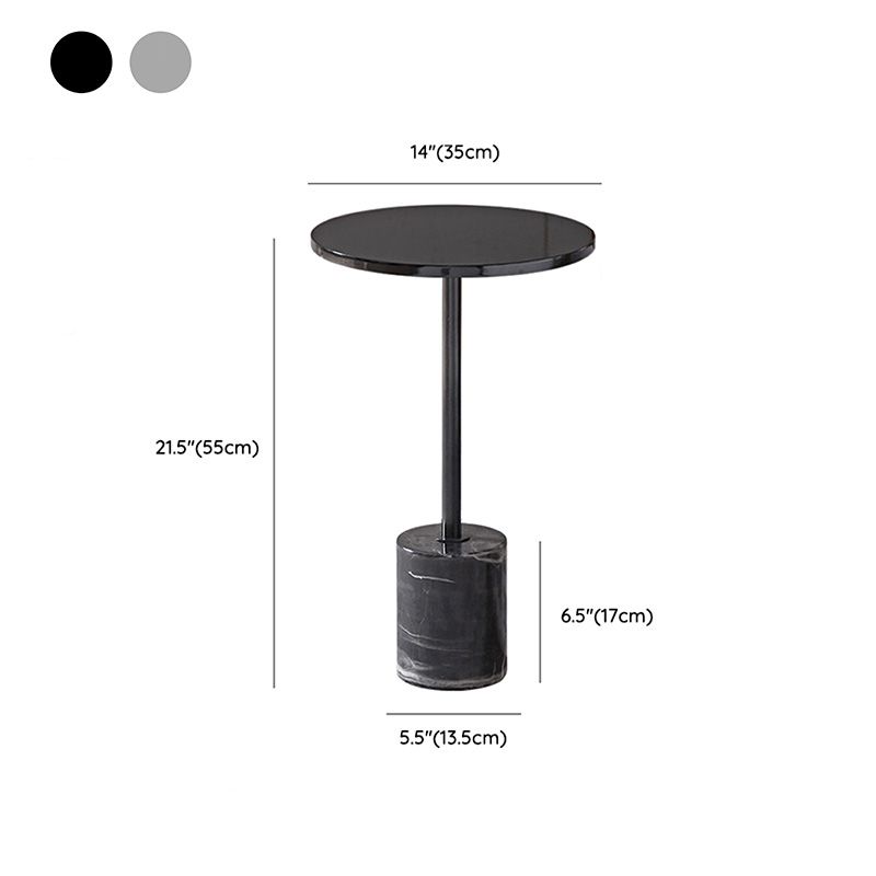 Black Pedestal End Slide Table Round Corner Table for Living Room