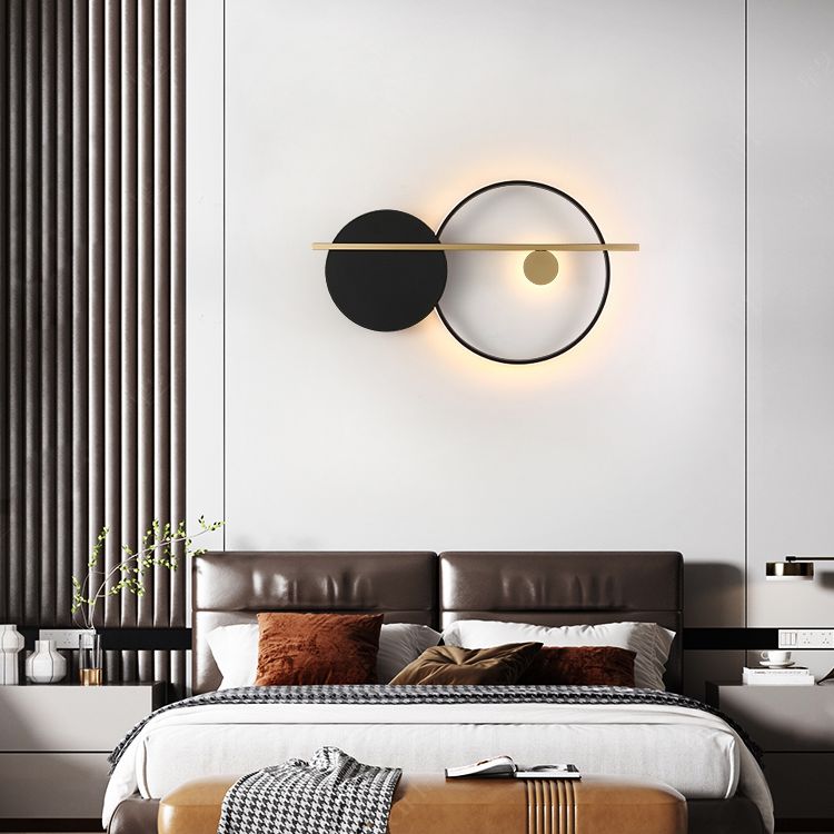 Circular Wall Sconce Nordic Minimalist Style Iron 2 Lights Sconces