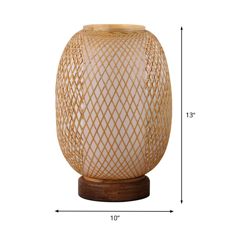 Lampada da scrivania Lanterna Bamboo giapponese 1 Testa BEIGE LIGHT CON BASE DI INGGIO