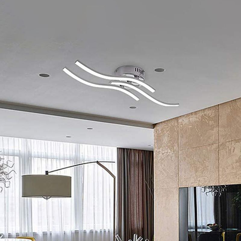 Luminaire semi-encastré Wave en aluminium, plafonnier moderne à montage encastré