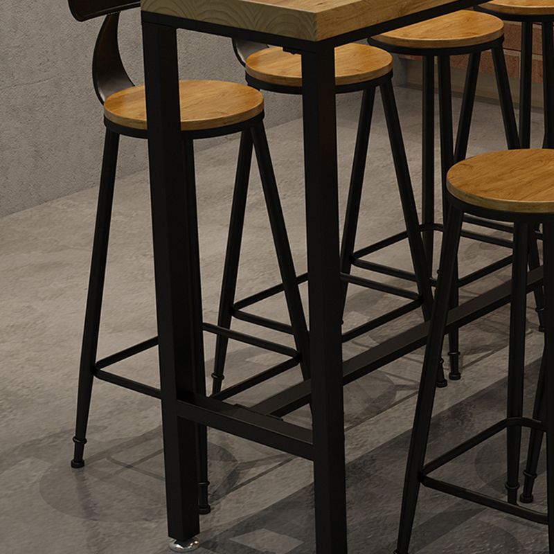 Industrial 1/611 Pieces Bar Table Set Rectangle Pine Wood Counter Table with High Stools
