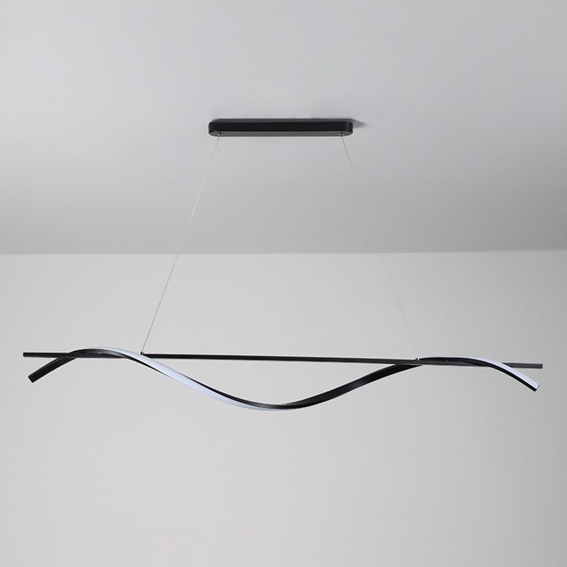 Pendante de l'île Wave Simplicité Style Métal LED Éclairage pendentif noir