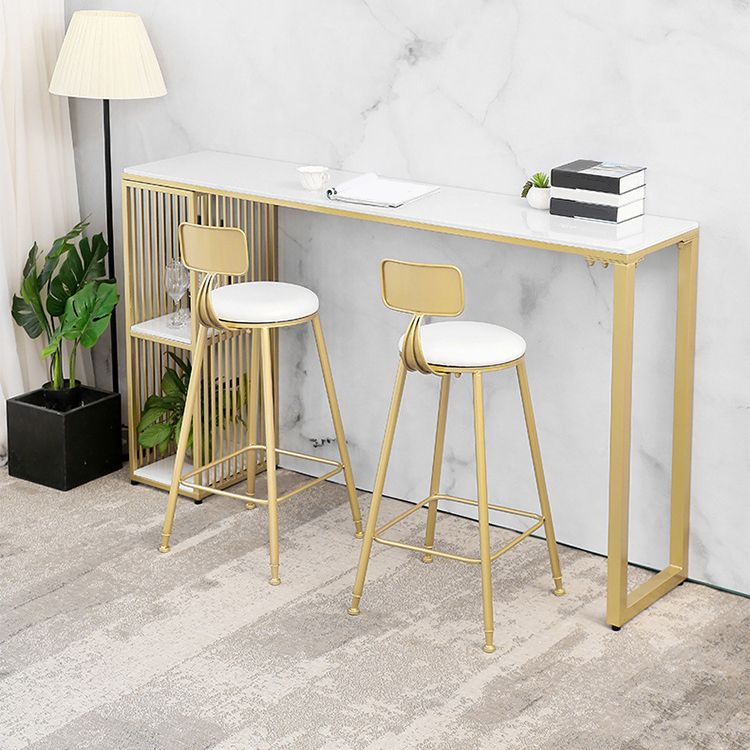 Glam Armless Bar Stool Gold Metal Base Dining Stool with Footrest