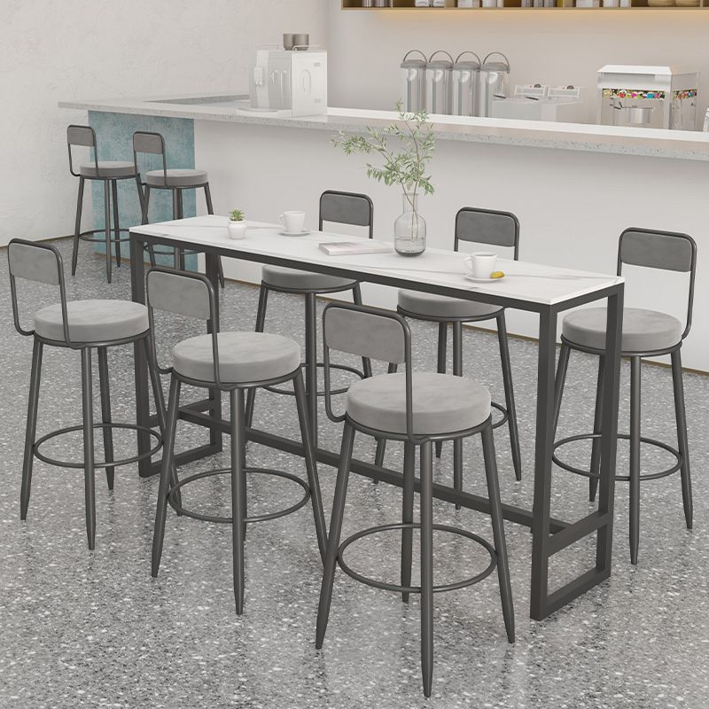 Round Upholstered Dining Stools Armless Bar Stools with Footrest