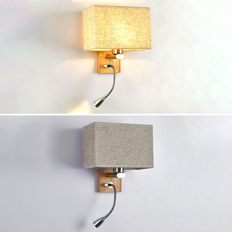 Simplicidad de tela Simplicidad Mini Mini Spotlight Diseño Lámpara de lectura de madera para dormitorio