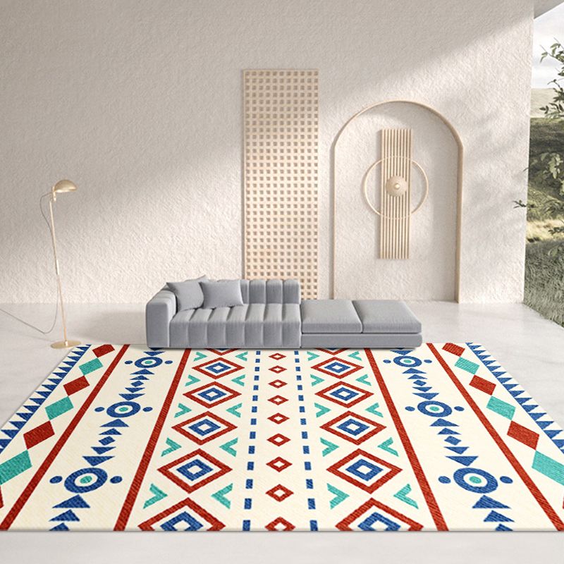 Multicolor Area Rug Retro Tribal Symbols Carpet Polyester Home Decor Rug with Anti-Slip Backing