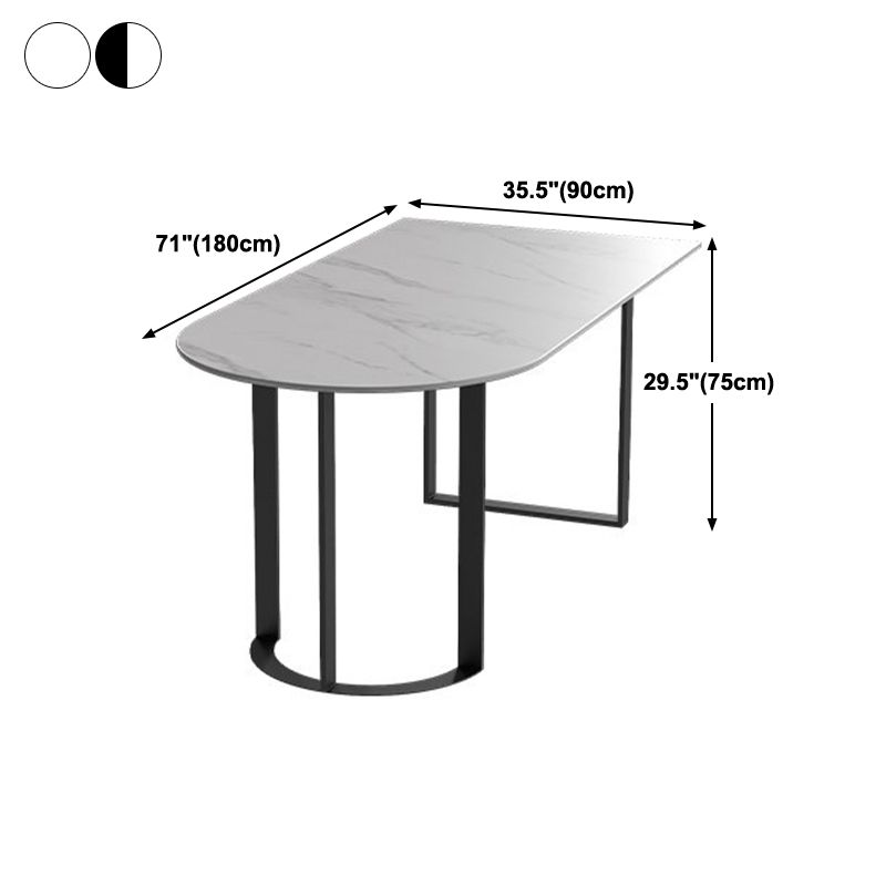 Contemporary Dining Table Stone Dining Site Table with Double Pedestal