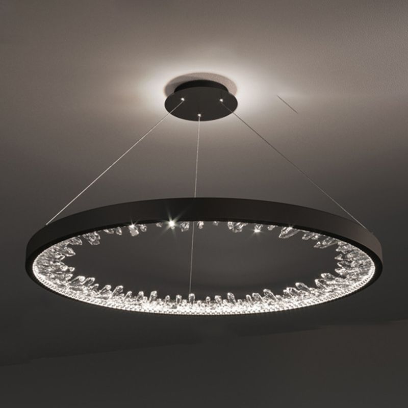 Aluminum Circle Chandelier Lamp Simple Bedroom Chandelier Light