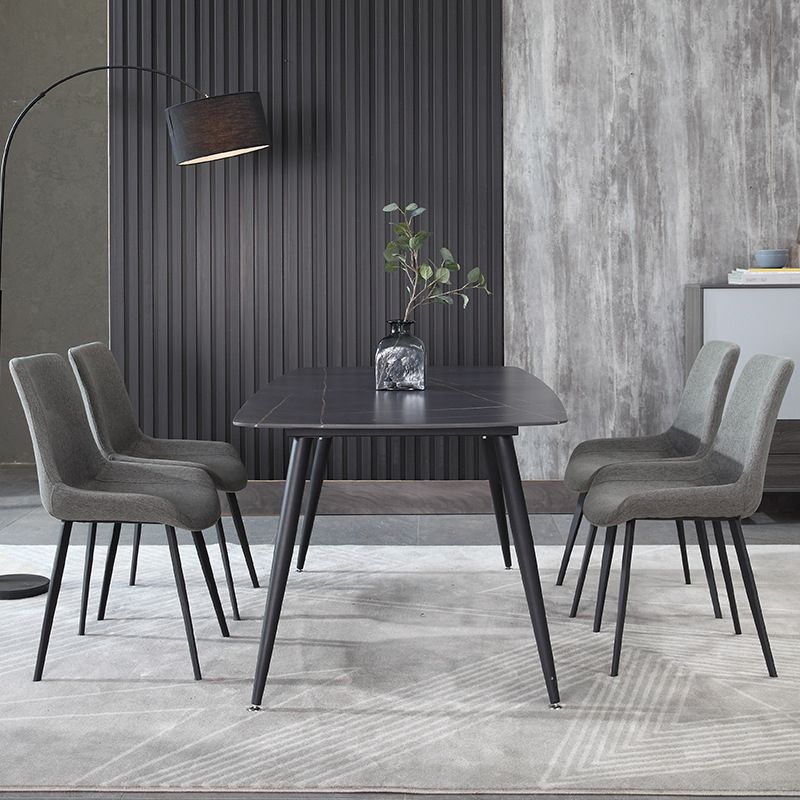 Metal Industrial Rectangle Dining Table Sintered Stone Top Table with Legs