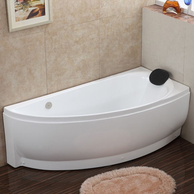 Acrylic Corner Bathtub Soaking White Modern Back to Wall Bath
