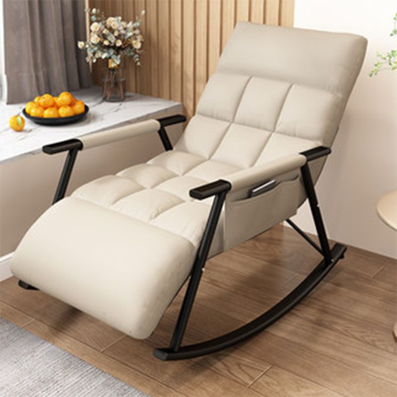 Modern Style Rocking Chair Faux Leather Upholstered Chair with Storage