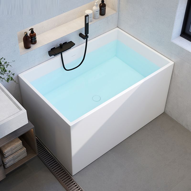 Stone Rectangular Bathtub Modern Soaking Bathtub for Bathroom , 27.56-inch Wide