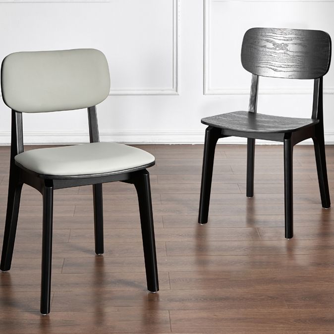 Silla de comedor de madera contemporánea, sillas de comedor de cuero para uso doméstico (juego de 2)