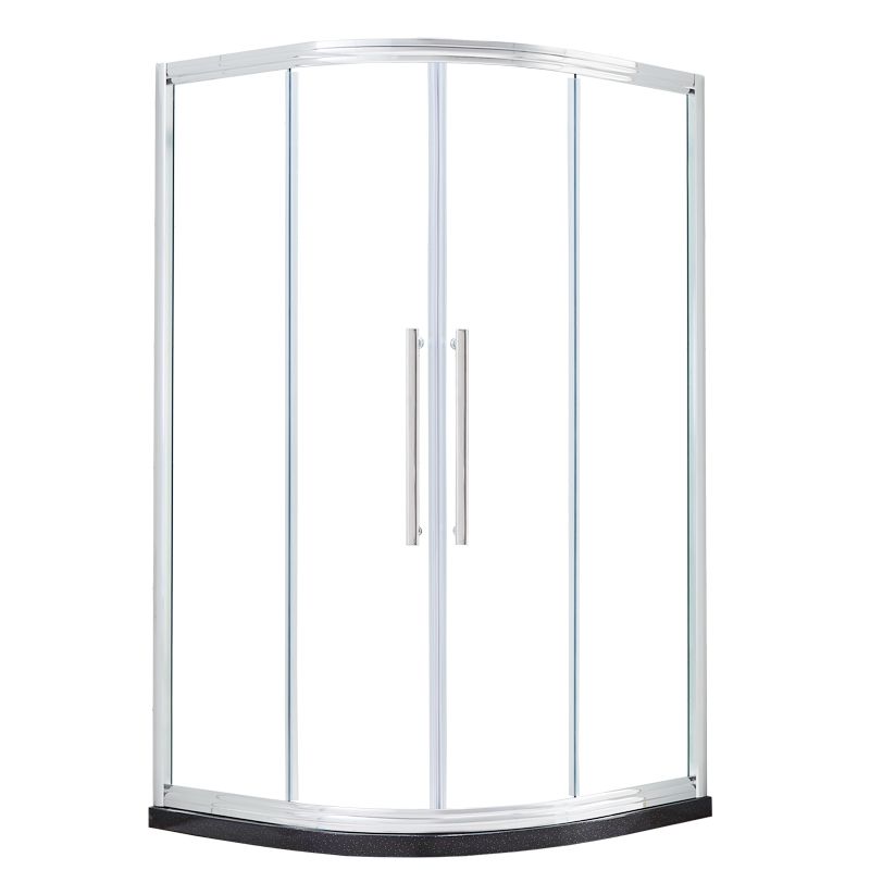Rounded Framed Shower Enclosure Tempered Glass Double Sliding Shower Kit