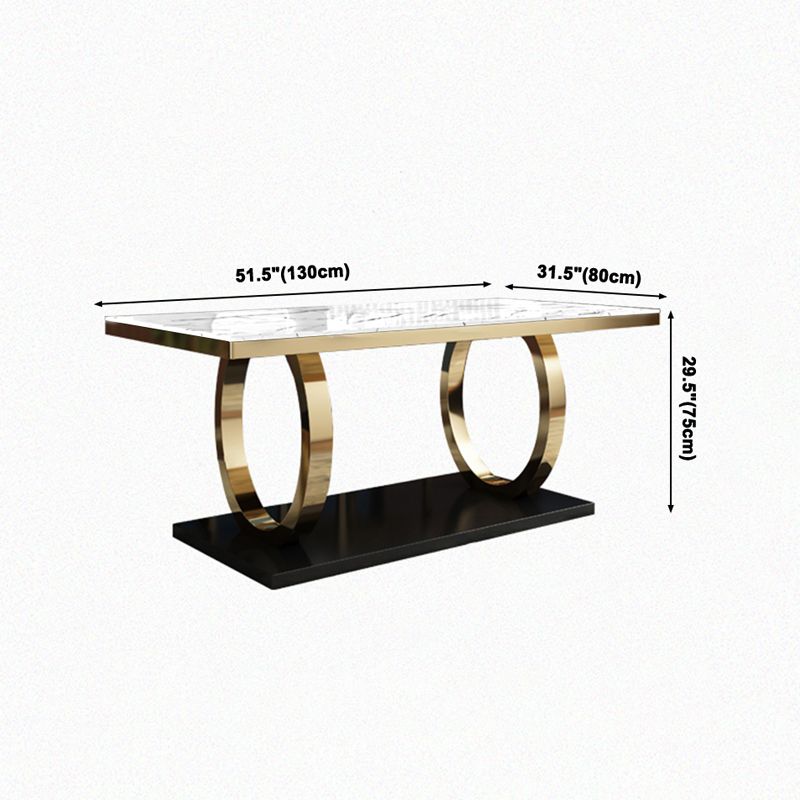 Mesa de comedor de mármol de estilo de lujo, mesa rectangular con base de caballete para el hogar