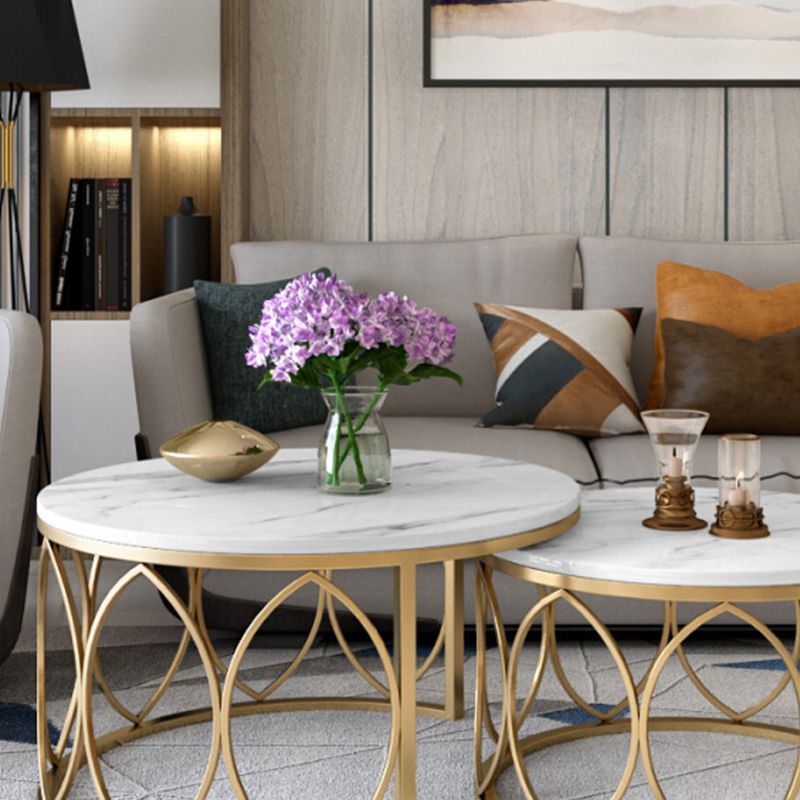 Slate White Coffee Table Frame 2 Piece Nesting Tables for Living Room