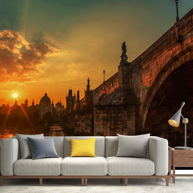 Stone Bridge Architecture Wall Mural Stain Resistant for Bedroom