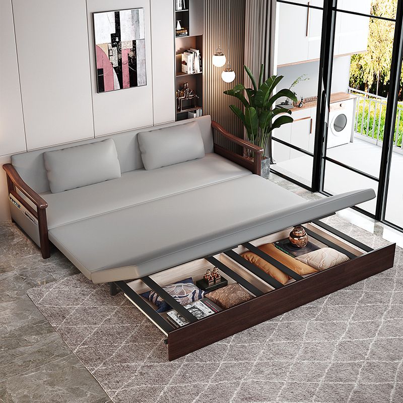 Faux leather Sofa Bed 31.49" Wide Solid Wood  Contemporary Sleeper Sofa