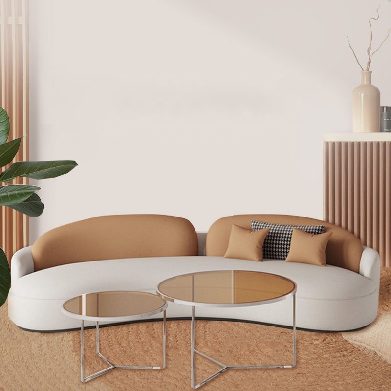 28.34" Wide Faux Leather Curved Sofa Contemporary Armless Sofa for Living Room