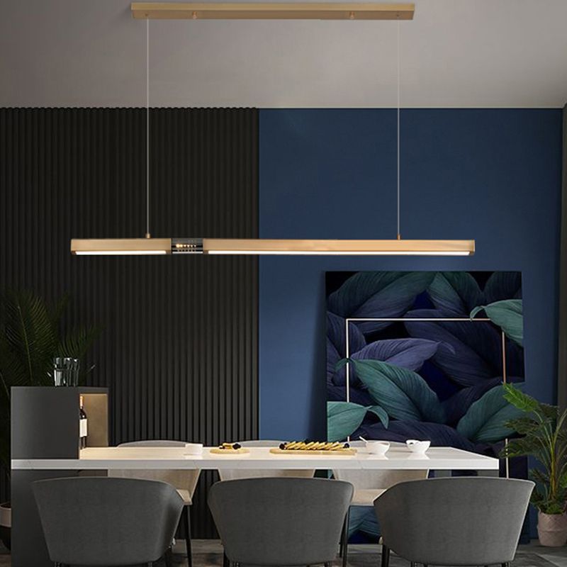 Moderne Rechteckinselinsel Kronleuchter 1-Licht-LED-Anhänger Beleuchtungskörper mit Kristall