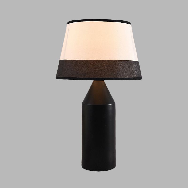 Modernism Pencil Shape Desk Light Metal 1-Bulb Bedside Fabric Nightstand Lamp in Black