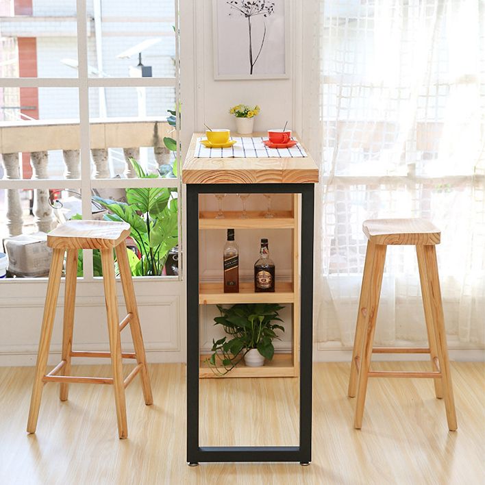 Glam 1/2/3 Pieces Bar Table Set Rectangle Bar Table with Wooden High Stools