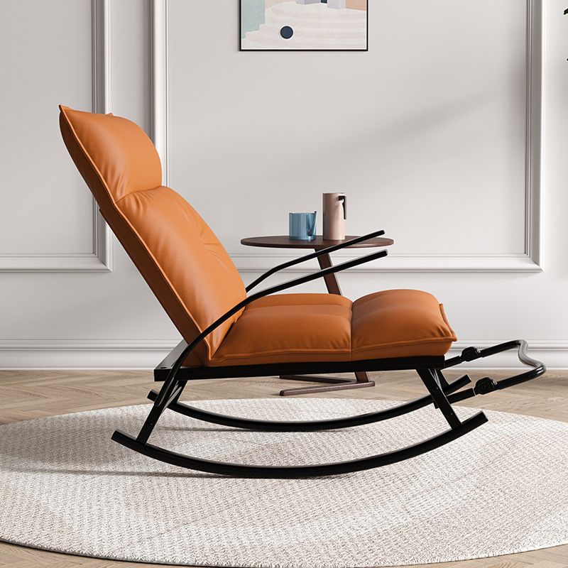 Modern Tufted Rocker Chair Whole Colored Scratch Resistant Leather Rocker Chair