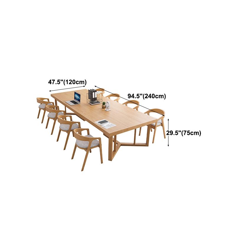 Rectangle Modern Solid Wood Standard Height Table Double Pedestal Dining Table