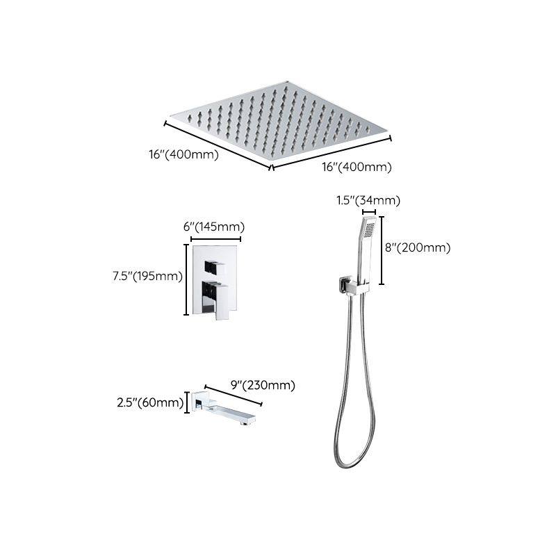 Modern Shower System Brass Adjustable Spray Pattern Ceiling Mounted Shower Combo