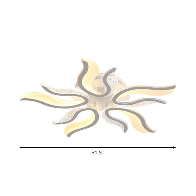 Creative Modern Flame Flower Ceiling Fixture Acrylic Bedroom LED Semi Flush Mounted Lamp in Warm/White Light, 31.5"/39"/49" Wide