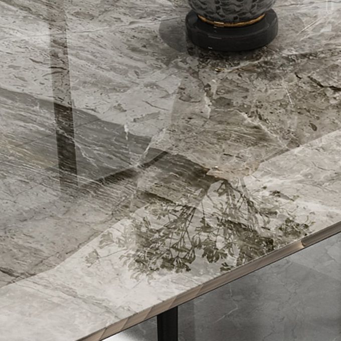 Modern 1/2/5/7 stuks grijs grijze eetterset sinteren stenen eettafel met lederen stoelen