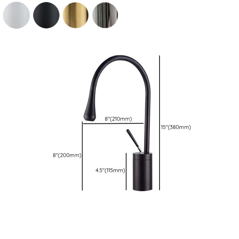 Gooseneck Sink Faucet Circular Lever Handles Brass Bathroom Sink Faucet