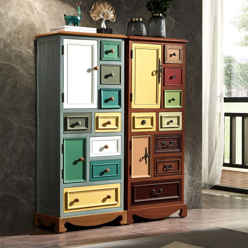 Coastal Storage Chest Dresser Solid Wood Storage Chest with Drawers and Doors