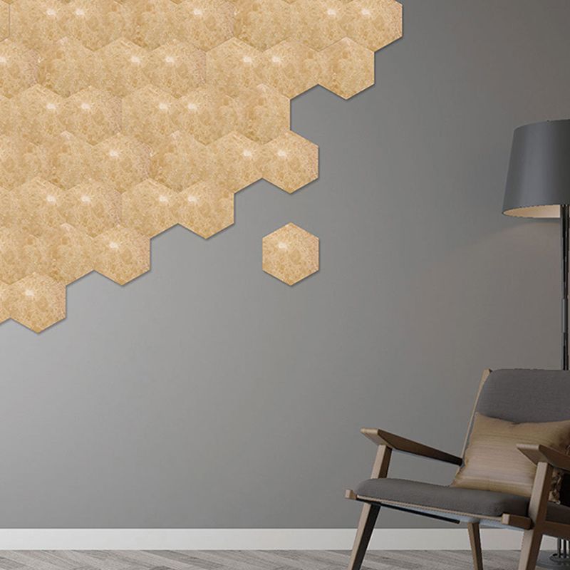 PVC Stick Wallpaper Panel Modern Marble Look Wall Covering in Yellow for Accent Wall