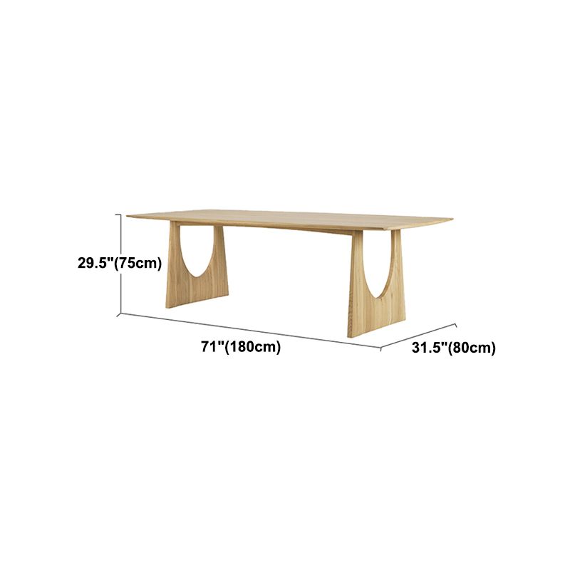Table en bois de pin rectangulaire pour restaurant Table à manger moderne avec double piédestal