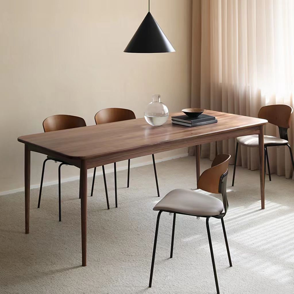 Industrial Rectangle Home Fixed Table Solid Wood Dining Room Desk