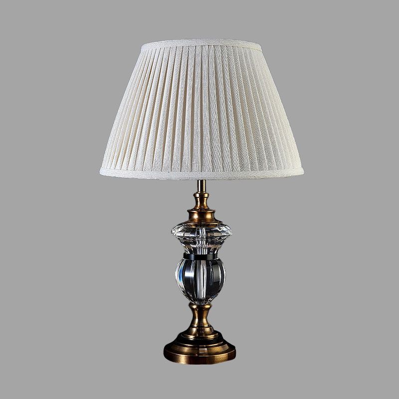 Lampada da comodino in cristallo con paralume pieghettato, lampada da tavolo rurale a 1 luce per soggiorno, in blu/viola chiaro/beige
