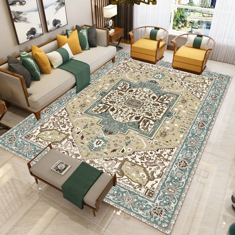 Vintage Medaillon Print Teppich Antiquen Polyester Teppichfleckfest -Widerstandsbereich Teppich für Wohnkultur