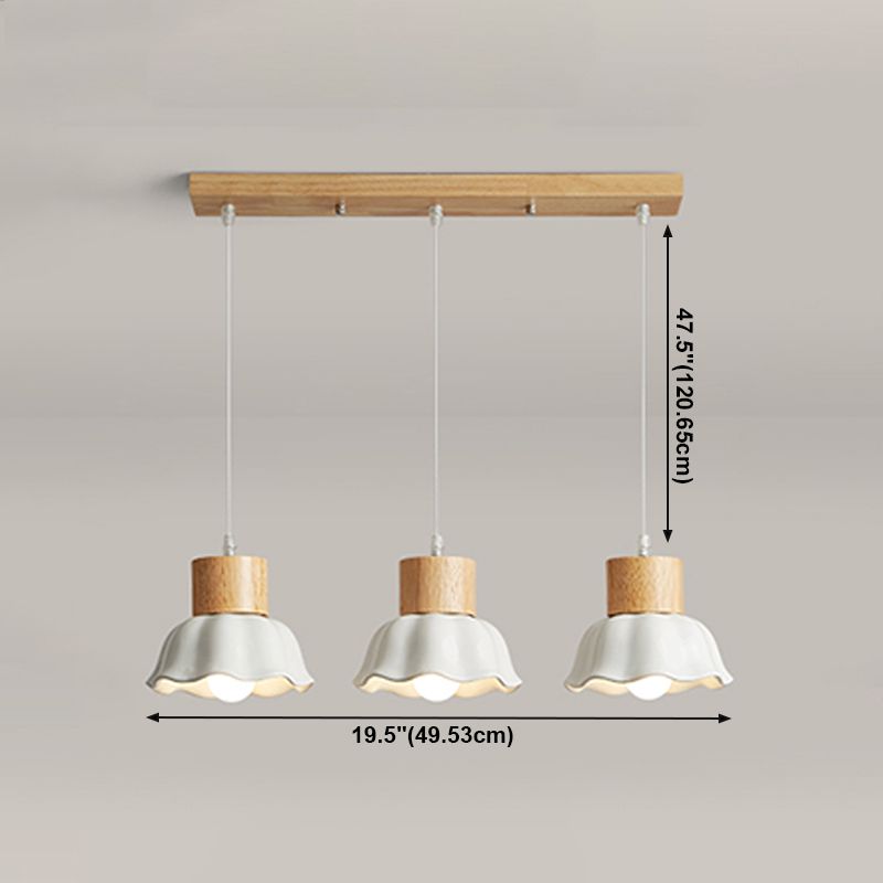 Lampada sospesa florida in legno in stile creativo moderno vetro a 3 luci a ciondolo a 3 luci per sala da pranzo