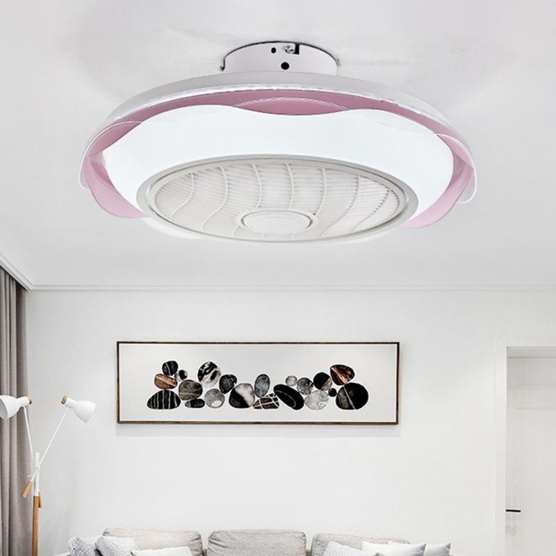Weiß/Rosa/Blue Circle Deckenlüfter Leuchte Modernismus LED Metal Semi Flush Lampe, 20,5 "W.
