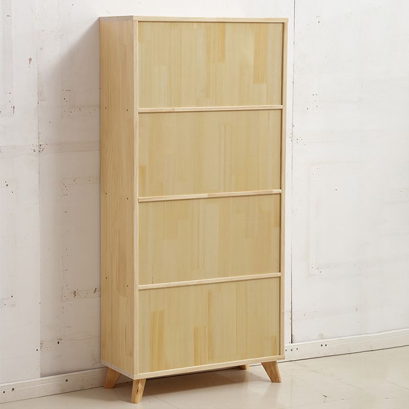 Modern Standard Wooden Bookshelf Closed Back Natural Bookcase with Shelves