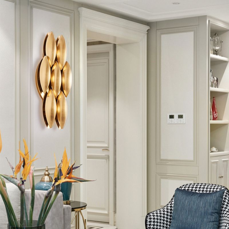 Brass Geometric LED Wall Sconce in Modern Luxury Style Wrought Iron Wall Lamp for Interior Spaces