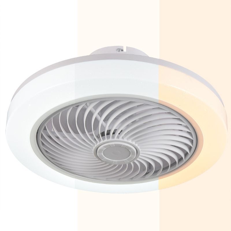 Weiße kreisförmige LED -Deckenlicht in moderner Einfachheit Schmiedeeisendecken -Deckenventilatoren mit Acrylschatten