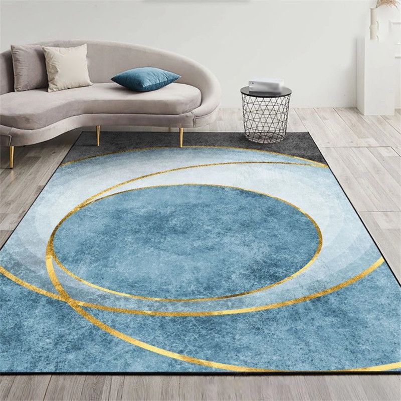 Minimalist Living Room Area Rug Contrast Panel Carpet Polyster Area Rug with Non-Slip Backing