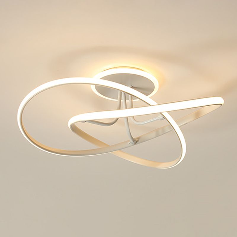 Silica Gel LED Ceiling Light in Modern Concise Style Aluminium Linear Semi Flush Mount for Bedroom