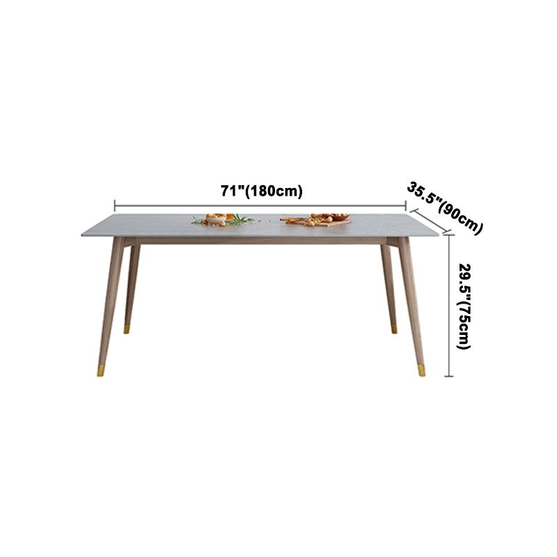 Rectangle Grey Tone Dining Table Sintered Stone Table Luxury Style with 4 Legs