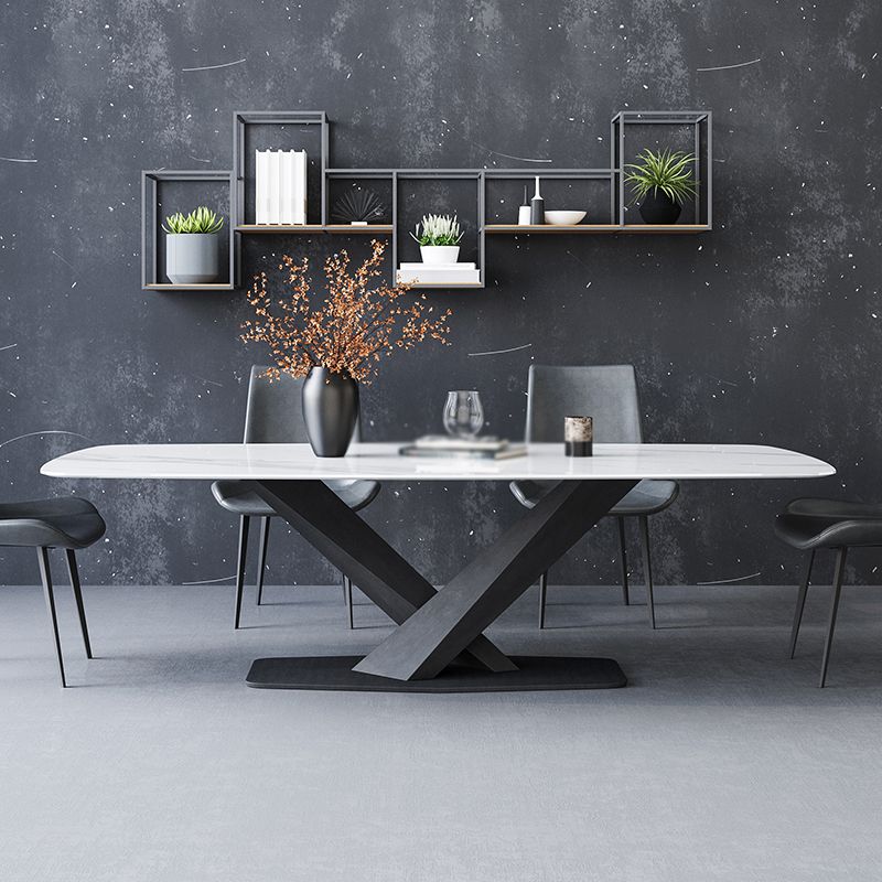 Designer Style 1/5/7 Pieces Dining Set Sintered Stone Dining Table with Leather Chairs