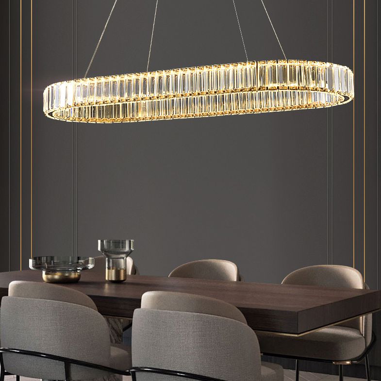 Gold Crystal Pendant Lighting Simplicity LED Chandelier Lighting Fixtures for Living Room